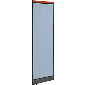 Global Industrial 694749NBL Interion® Deluxe Non-Electric Office Partition Panel with Raceway, 24-1/4"W x 77-1/2"H, Blue image.