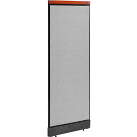 Global Industrial 694748NGY Interion® Deluxe Non-Electric Office Partition Panel with Raceway, 24-1/4"W x 65-1/2"H, Gray image.