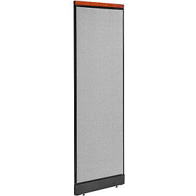 Global Industrial 694752PGY Interion® Deluxe Office Partition Panel with Pass Thru Cable, 24-1/4"W x 77-1/2"H, Gray image.