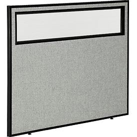 Global Industrial 694755WGY Interion® Office Partition Panel with Partial Window, 48-1/4"W x 42"H, Gray image.