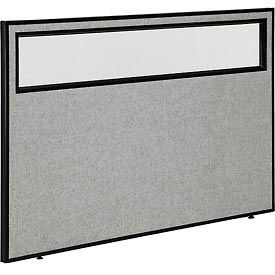 Global Industrial 694756WGY Interion® Office Partition Panel With Partial Window, 60-1/4"W x 42"H, Gray image.