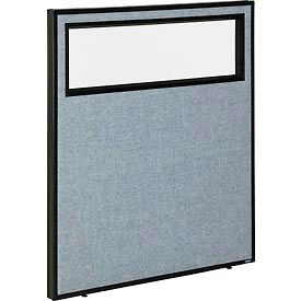 Global Industrial 694754WBL Interion® Office Partition Panel with Partial Window, 36-1/4"W x 42"H, Blue image.