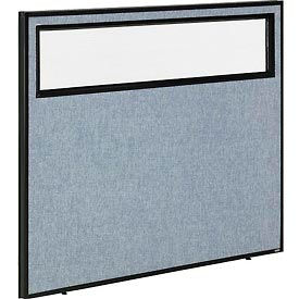 Global Industrial 694755WBL Interion® Office Partition Panel with Partial Window, 48-1/4"W x 42"H, Blue image.