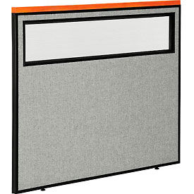 Global Industrial 694759WGY Interion® Deluxe Office Partition Panel with Partial Window, 48-1/4"W x 43-1/2"H, Gray image.