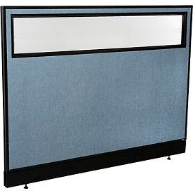 Global Industrial 694756WNBL Interion® Office Partition Panel with Partial Window & Raceway, 60-1/4"W x 46"H, Blue image.