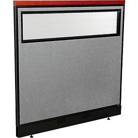 Global Industrial 694767WNGY Interion® Deluxe Office Partition Panel w/Partial Window & Raceway 48-1/4"W x 47-1/2"H Gray image.