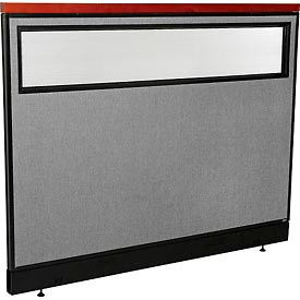 Global Industrial 694768WNGY Interion® Deluxe Office Partition Panel w/Partial Window & Raceway 60-1/4"W x 47-1/2"H Gray image.