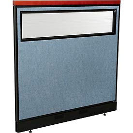 Global Industrial 694767WNBL Interion® Deluxe Office Partition Panel w/Partial Window & Raceway 48-1/4"W x 47-1/2"H Blue image.