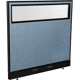 Global Industrial 694755WEBL Interion® Electric Office Partition Panel with Partial Window, 48-1/4"W x 46"H, Blue image.