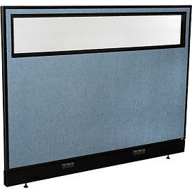 Global Industrial 694756WEBL Interion® Electric Office Partition Panel with Partial Window, 60-1/4"W x 46"H, Blue image.