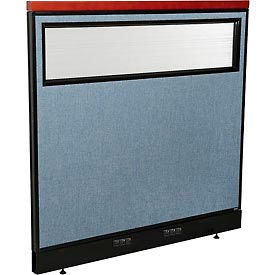 Global Industrial 694770WEBL Interion® Deluxe Electric Office Partition Panel with Partial Window, 48-1/4"W x 47-1/2"H, Blue image.