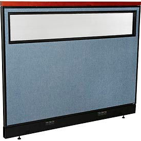 Global Industrial 694771WEBL Interion® Deluxe Electric Office Partition Panel with Partial Window, 60-1/4"W x 47-1/2"H, Blue image.