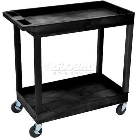 Luxor Corp EC11-B Luxor Plastic Utility Cart w/2 Shelves, 400 lb. Capacity, 35-1/4"L x 18"W x 36-1/4"H, Black image.