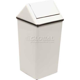 Witt Company 1311HTWH Witt Steel Square Swing Top Trash Can, 13 Gallon, White image.