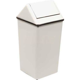 Witt Company 1411HTWH Witt Steel Square Swing Top Trash Can, 21 Gallon, White image.