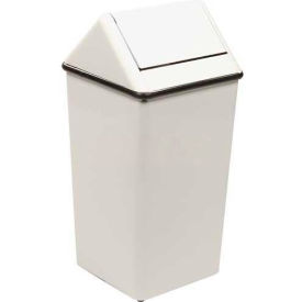 Witt Company 1511HTWH Witt Steel Square Swing Top Trash Can, 36 Gallon, White image.