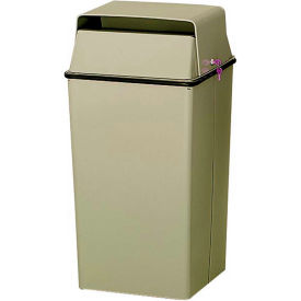 Witt Company 008LAL Witt Steel Square Security Trash Can W/Hinged Lid, 36 Gallon, Almond image.