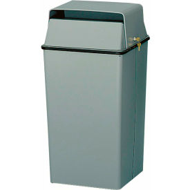 Witt Company 008LSL Witt Steel Square Security Trash Can W/Hinged Lid, 36 Gallon, Gray image.