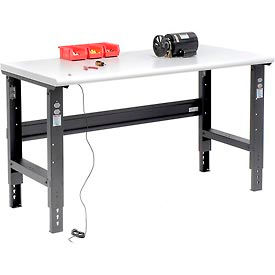 Global Industrial 250225BK Global Industrial™ 60x30 Adjustable Height Workbench C-Channel Leg - ESD Safety Edge - Black image.