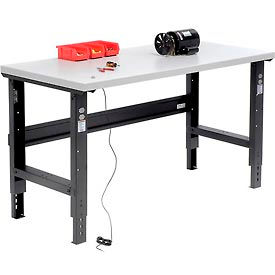 Global Industrial 254960BK Global Industrial™ Adjustable Height C-Channel Leg Workbench, ESD Square Edge, Black, 60" x 30" image.