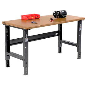 Global Industrial 183984BK Global Industrial™ Adjustable Height Workbench, 60 x 30", Shop Top Safety Edge, Black image.