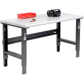 Global Industrial 183990BK Global Industrial™ Adjustable Height Workbench, 60 x 30", Laminate Safety Edge, Black image.