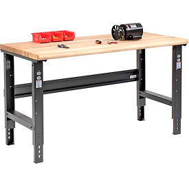 Global Industrial 60x30 Adjustable Height Workbench C-Channel Leg - Maple Safety Edge - Black
