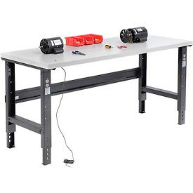 Global Industrial 254968BK Global Industrial™ 72x30 Adjustable Height Workbench C-Channel Leg - ESD Square Edge Black image.