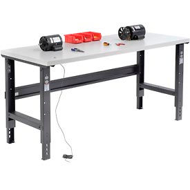 Global Industrial 254966BK Global Industrial™ 72x36 Adjustable Height Workbench C-Channel Leg - ESD Square Edge Black image.