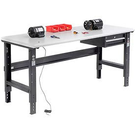 Global Industrial 250226BK Global Industrial™ 72x30 Adjustable Height Workbench C-Channel Leg - ESD Safety Edge Black image.