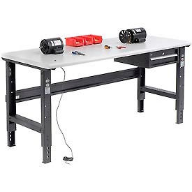 Global Industrial 250227BK Global Industrial™ 72x36 Adjustable Height Workbench C-Channel Leg - ESD Safety Edge Black image.