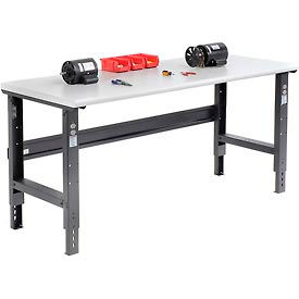 Global Industrial 183991BK Global Industrial™ Adjustable Height Workbench, 72 x 30", Laminate Safety Edge, Black image.