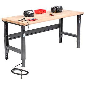 Global Industrial 183988BK Global Industrial™ Adjustable Height Workbench, 72 x 30", Maple Safety Edge, Black image.