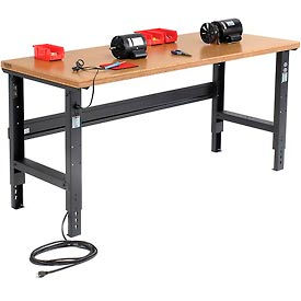 Global Industrial 183986BK Global Industrial™ Adjustable Height Workbench, 72 x 36", Shop Top Safety Edge, Black image.