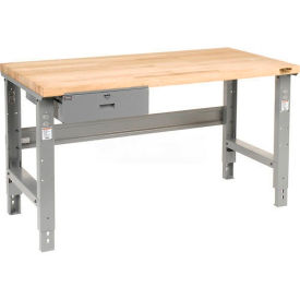 Global Industrial 318660 Global Industrial™ Workbench w/ Steel Square Edge Top & Drawer, 60"W x 30"D, Gray image.