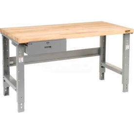 Global Industrial 318687 Global Industrial™ Workbench w/ Steel Square Edge Top & Drawer, 48"W x 30"D, Gray image.