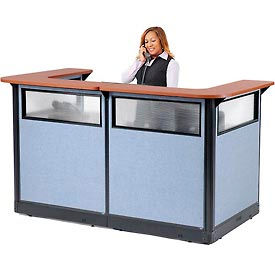 Global Industrial 694906WNCB Interion® U-Shaped Reception Station w/Window and Raceway 88"W x 44"D x 46"H Cherry Counter image.