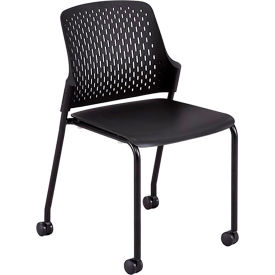 Safco® Next Stack Chair with Casters 21-7/8"D x 22"W x 32-7/8"H Black