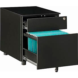 Global Industrial 694950 Interion® 2 Drawer Low File Cabinet - Black image.