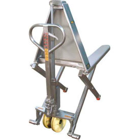 Wesco® Manual High-Lift Skid Truck Stainless Steel 2200 lb. Capacity 27""W x 46""L Forks