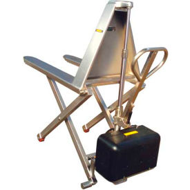 Wesco® Battery Power High-Lift Skid Truck Stainless 2200 lb. Capacity 27""W x 46""L Forks