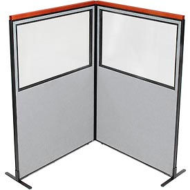 Interion Deluxe Freestanding 2-Panel Corner Divider w/Partial Window 48-1/4