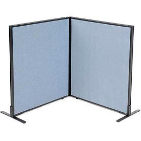 Global Industrial 695027BL Interion® Freestanding 2-Panel Corner Room Divider, 36-1/4"W x 42"H Panels, Blue image.