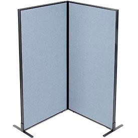 Global Industrial 695029BL Interion® Freestanding 2-Panel Corner Room Divider, 36-1/4"W x 72"H Panels, Blue image.