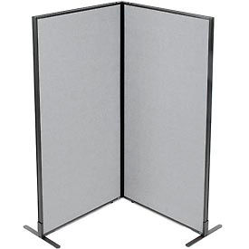Global Industrial 695029GY Interion® Freestanding 2-Panel Corner Room Divider, 36-1/4"W x 72"H Panels, Gray image.