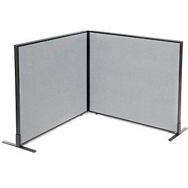 Global Industrial 695030GY Interion® Freestanding 2-Panel Corner Room Divider, 48-1/4"W x 42"H Panels, Gray image.