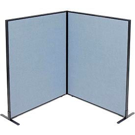 Global Industrial 695031BL Interion® Freestanding 2-Panel Corner Room Divider, 48-1/4"W x 60"H Panels, Blue image.