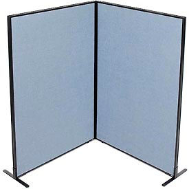 Global Industrial 695032BL Interion® Freestanding 2-Panel Corner Room Divider, 48-1/4"W x 72"H Panels, Blue image.