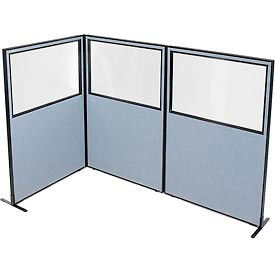 Interion Freestanding 3-Panel Corner Room Divider w/Partial Window 48-1/4