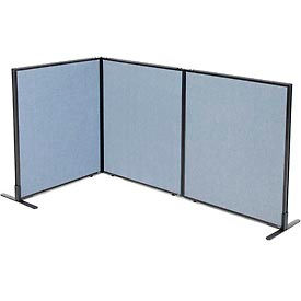 Global Industrial 695049BL Interion® Freestanding 3-Panel Corner Room Divider, 36-1/4"W x 42"H Panels, Blue image.